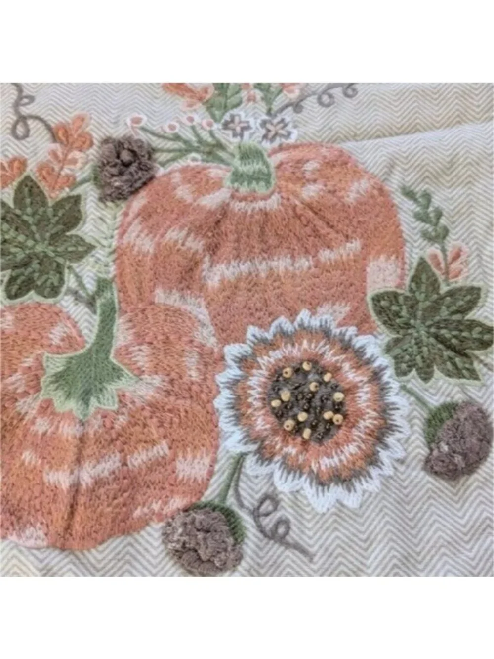 Pier 1 Embroidered Pumpkin Table Runner NEW 72 x 13 Harvest Thanksgiving Country